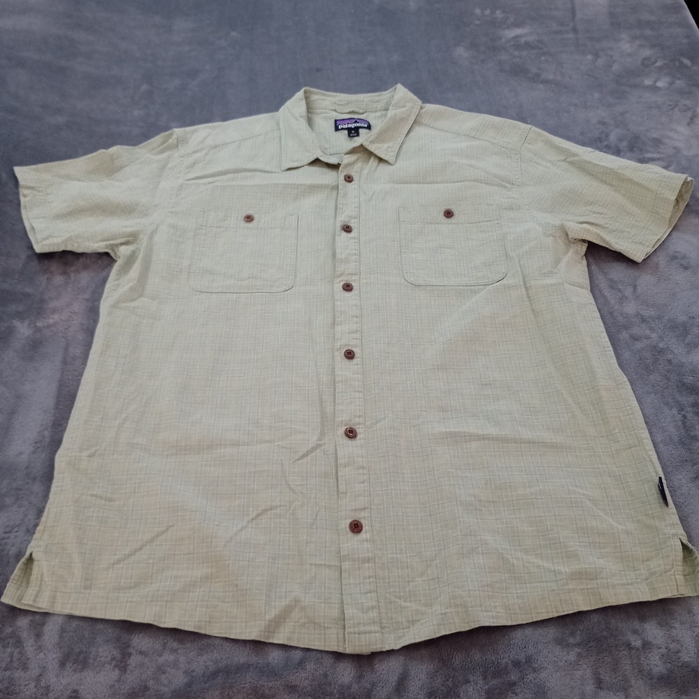 Patagonia Button Down Shirt Mens XL Green Hemp Organic Cotton Gorpcore Resort